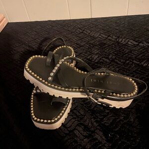 Gianni Bini Black and Gold Sandals
